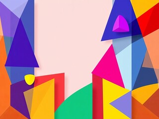 Geometric shapes and bold colors form a vibrant abstract composition,  studio,  art