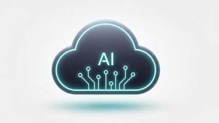 Cloud with a glowing blue outline of AI