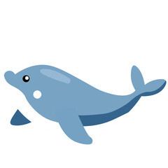 Obraz premium Cute blue dolphin line art icon, suitable for calm ocean scenes, educational use, or illustrating intelligent, gentle, and minimalist marine mammal art.