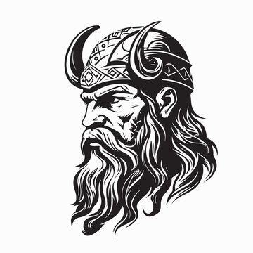 Viking Head Warrior Vector Illustration on white Background