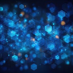 Blue hexagon grid glowing with scattered orange dots on a dark background