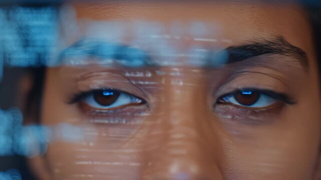 Closeup of human eyes with digital overlay