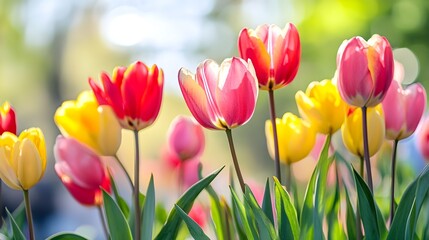 Vibrant Tulips In Soft Sunlight flower spring