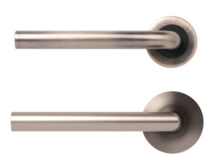 Bronze metal door handle on isolated background. 