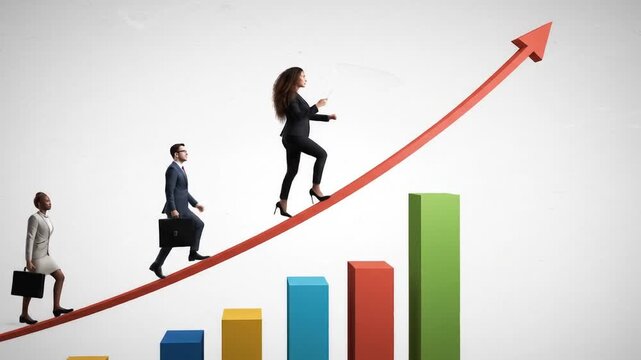 Business people climbing the arrow of success, career growth concept.