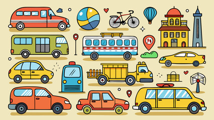 Illustration of various modes of public transportation