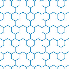 Fototapeta premium Geometric Hexagonal Pattern Seamless Blue Lines on White abstract background