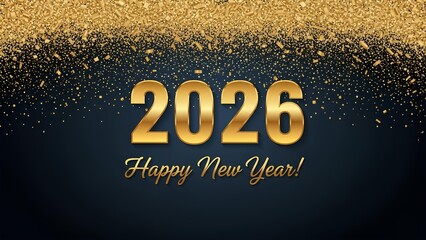 Celebrating the start of 2026 with a glamorous golden display against a dark background