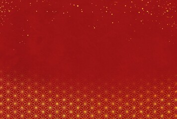 ラメグリッター_麻の葉文様_赤背景