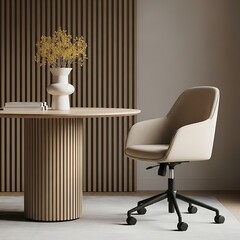 Modern Office Space with Desk and Chair wooden desk office chair