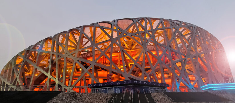 View of the Beijing Olympic Stadium also known as the Bird s Nest stadium.