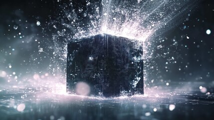 An AI 'black box' being opened, revealing not wires but an impossible, shimmering, multidimensional fractal space within, light and data pouring out, symbolizing the mystery of complex algorithms