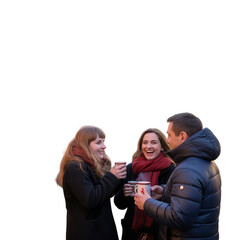 Friends enjoying warm beverages together on a cold day