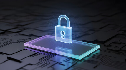 Glowing padlock safeguards digital data on futuristic circuit board for online security concepts