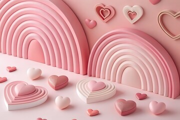 Assortment of Red and White Textured Hearts for Love and Romance