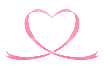 ハート型のリボン、デコレーション素材、水彩カラー