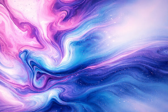 AI generated flowing marble style abstract painting with soft pink blue and purple tones smooth curves gentle motion calm dreamy background with clean space for text modern design decor - Powered by Adobe