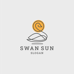 Swan sun logo style icon design template vector illustration