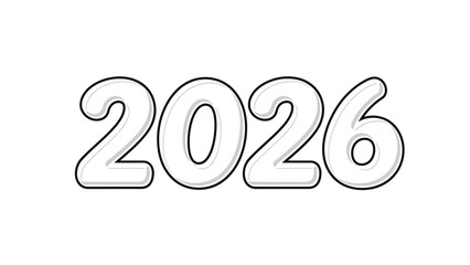 Minimalist Black Outline 2026 - Coloring Book Style Number