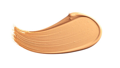 Beige cream swipe on black. Texture lines visible. Cosmetics or lotion application on dark backdrop, studio shot