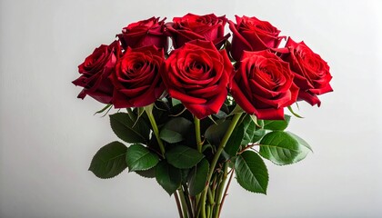red roses arranged elegantly, with fresh, velvety petals