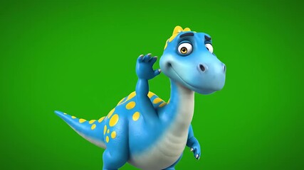 Cute 3D Cartoon Dinosaur Listening Attentively with Hand on Ear