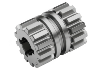 Coupling gear with splines isolated on transparent background for mechanical applications