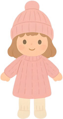 겨울소녀_분홍니트_아동룩일러스트