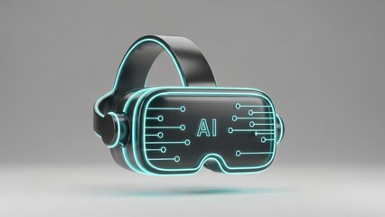 Pair of virtual reality goggles with the letters AI on them
