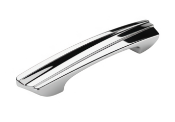 Modern chrome cabinet handle isolated on transparent background for furniture and decor