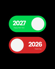 Creative Transition from 2026 to 2027 Happy New Year Toggle Illustration