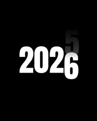Minimalist New Year 2026 Typography Transition from 2025 on Black Background