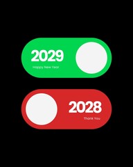 Modern Flat Design Transition from 2028 to 2029 Happy New Year Toggle Button