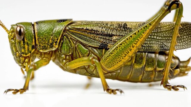 green grasshopper isolated on white background.