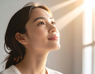 a woman with clear skin