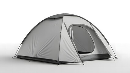 Modern Grey Dome Camping Tent 3D Render Isolated on White Background