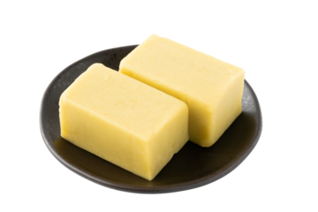 透明背景（png）にお皿に載せた芋羊羹