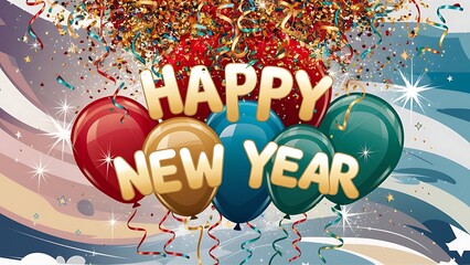 Happy new year background with ballons. 