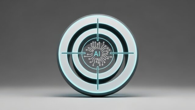 Computer chip with a blue and white design - Powered by Adobe