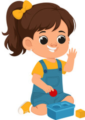 Illustration of Girl Playing with Shape Sorter