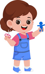 Illustration of Girl Holding Paper Doll