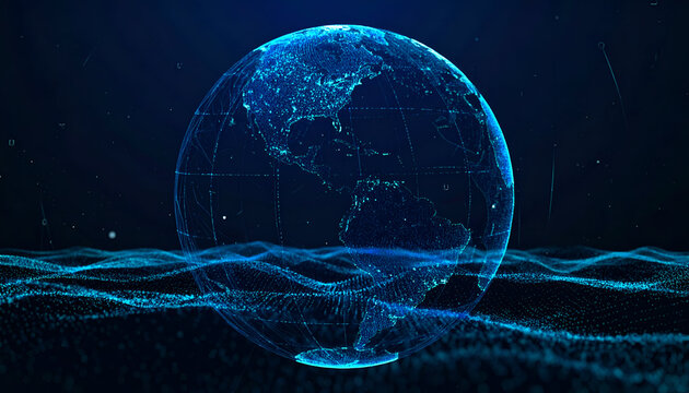 Digital Earth Globe - A Futuristic Representation of Global Connectivity. - Powered by Adobe
