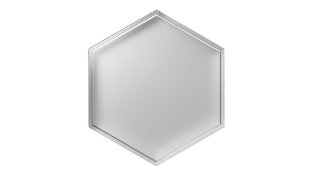 3D Illustration.Gray hexagonal glass. Transparent background. (png)