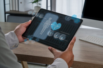 health monitoring man Using Technology innovation Application for Personal Wellbeing innovation health chart analysis report and check health