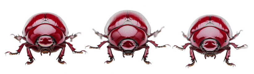 Glossy Red Beetles Collection &ndash; Isolated Insect Set on White Background