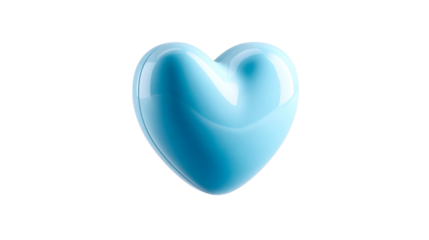 A glossy blue heart shape ornament with a smooth surface reflects light, perfect for expressing love, care, or romance in celebratory themes and gifts.