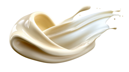Creamy liquid splash forming elegant swirls and droplets, perfect for food and beverage promotions or cosmetic advertising purposes