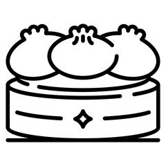 Traditional Chinese Food Dumpling Line Icon