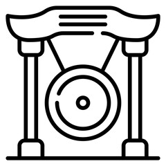 Traditional Chinese Gong Line Icon
