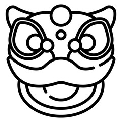 Chinese Lion Dance Head Line Icon